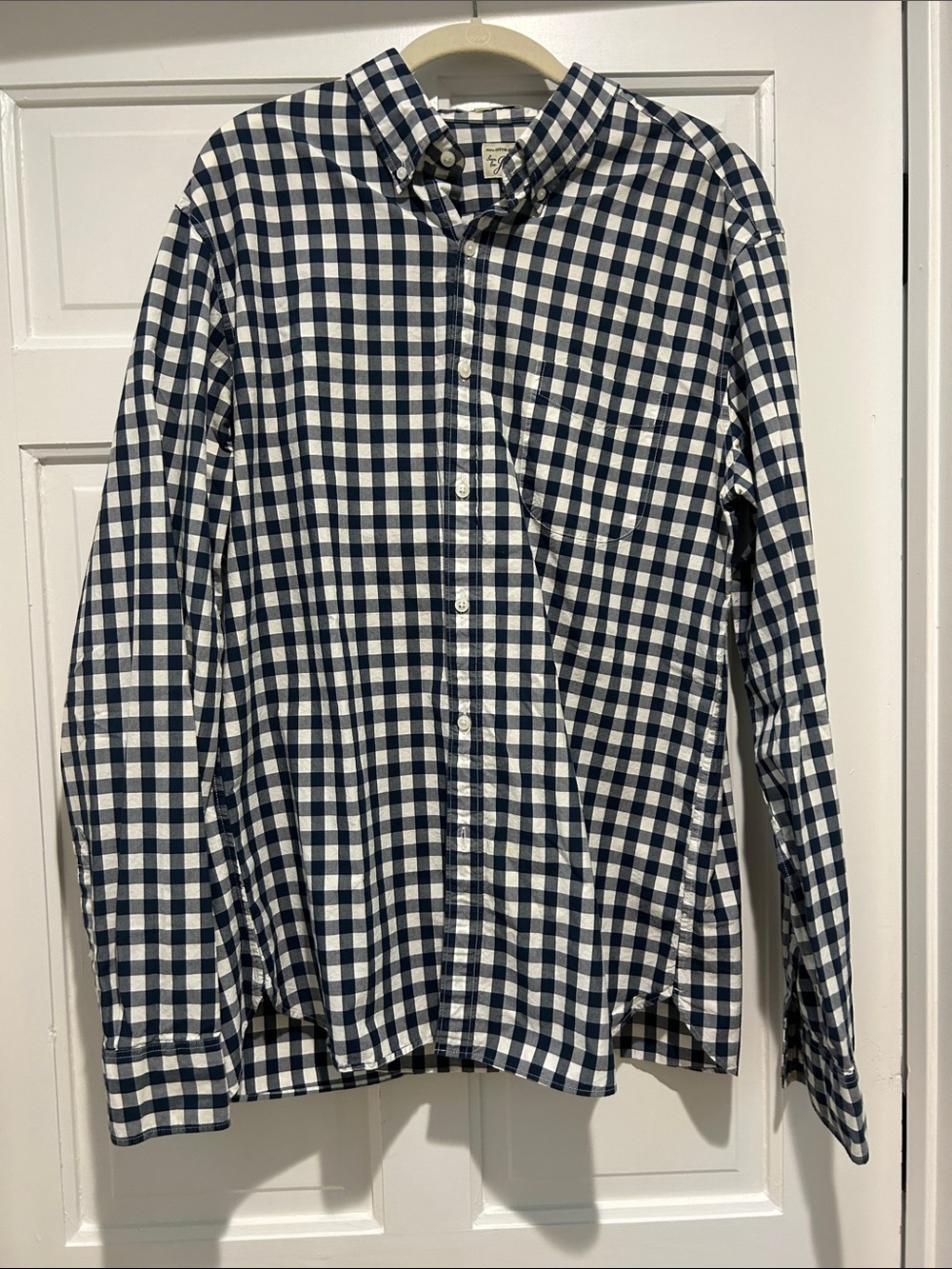 J. Crew Navy and White Gingham Button-Down Shirt